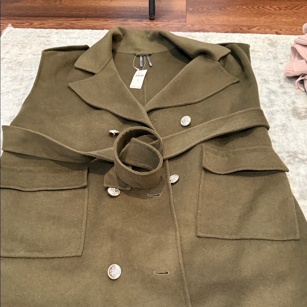 NWT Anthropologie Long Military Vest Olive Green size large - Picture 4 of 7